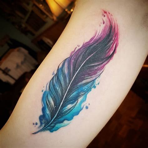 feather colored tattoo